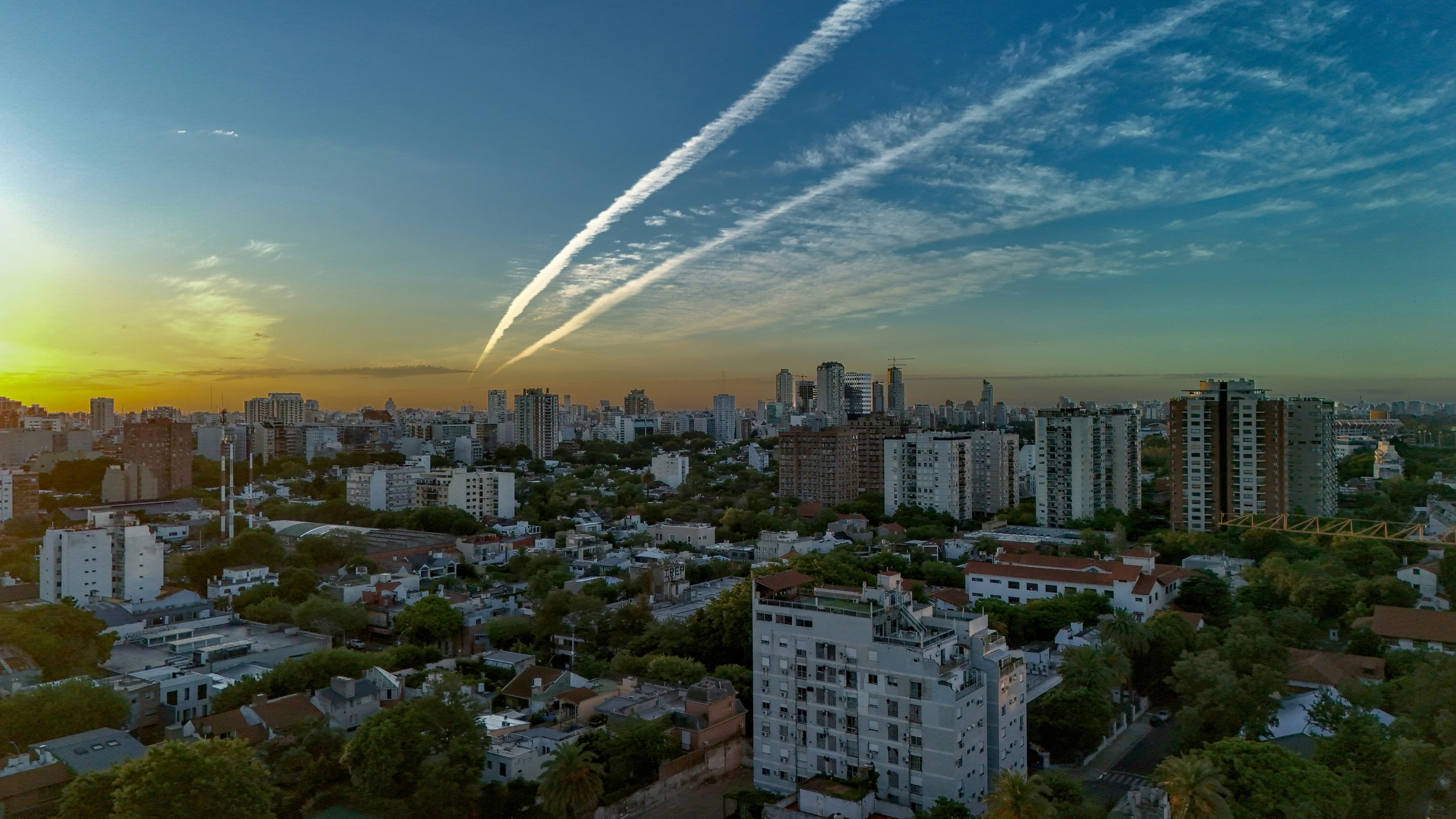 Sunset over Belgrano neighborhood in Buenos Aires